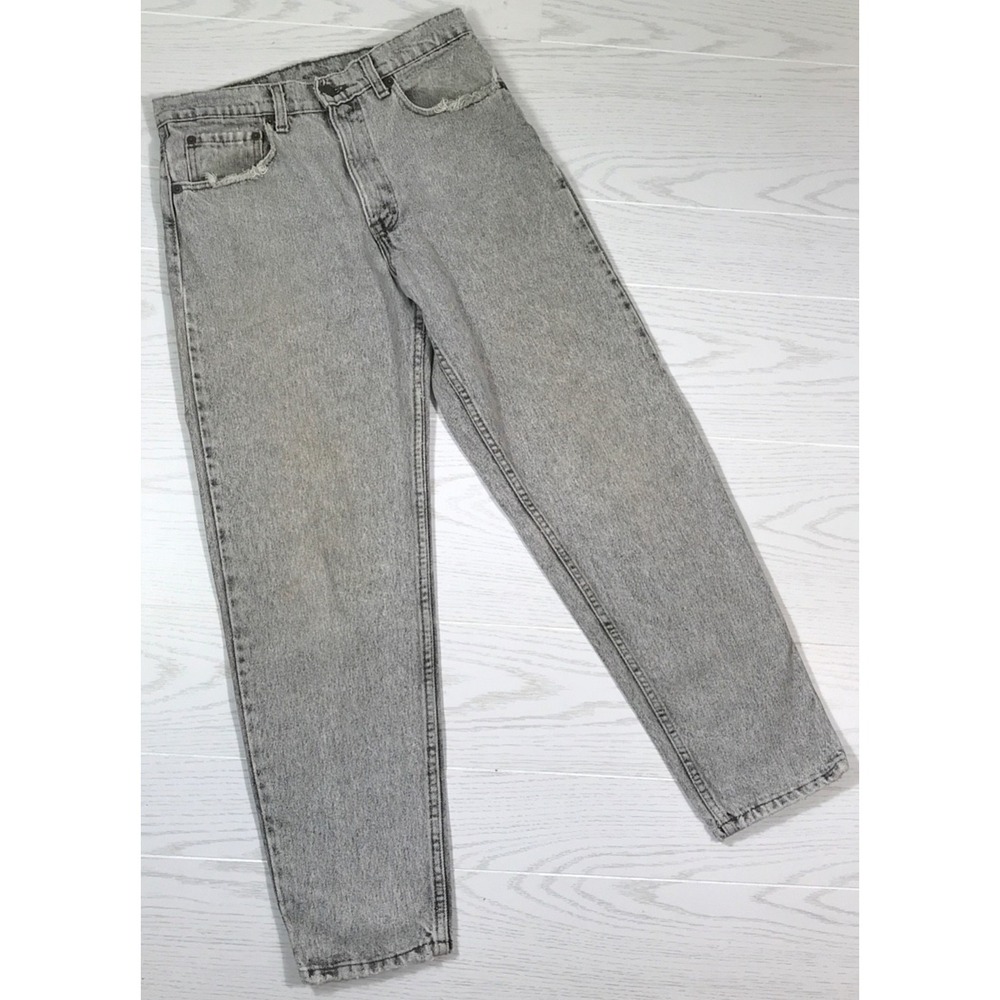 Vintage Acid Wash Levis Jeans Men 32x30 Gray 550 Tapered Cotton 80s Made In USA